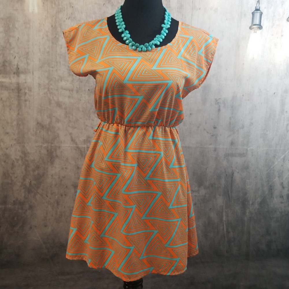 EUC Blue & Orange Boutique Kiwi Dress